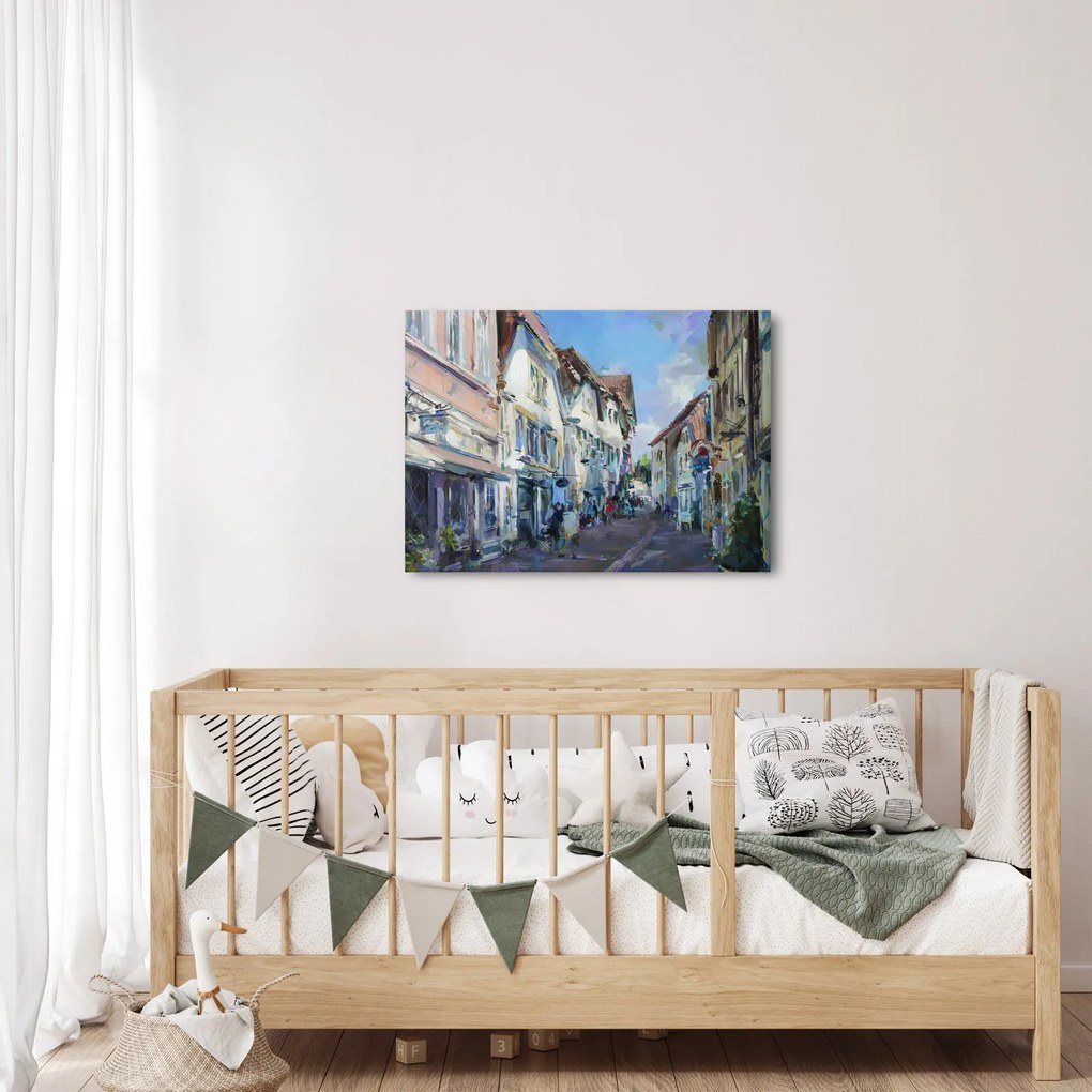 Obraz - Ulička starého mesta, akrylová maľba (70x50 cm)