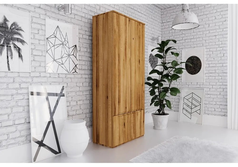 Šatníková skriňa z dubového dreva 90x206 cm Vento 2 - The Beds