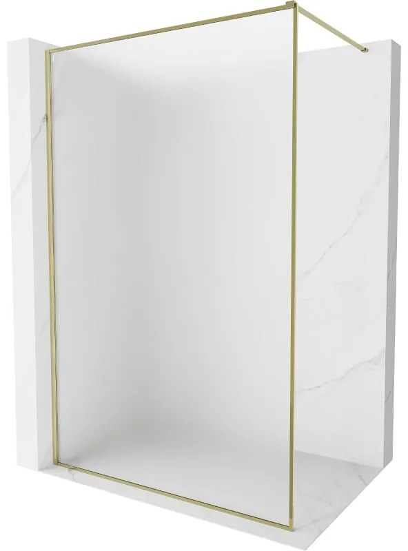 Mexen Kioto-F, sprchová zástena s rámom 140 x 202 cm, 8 mm sklo námraza, zlatý lesklý profil, 800-140-104-50-30