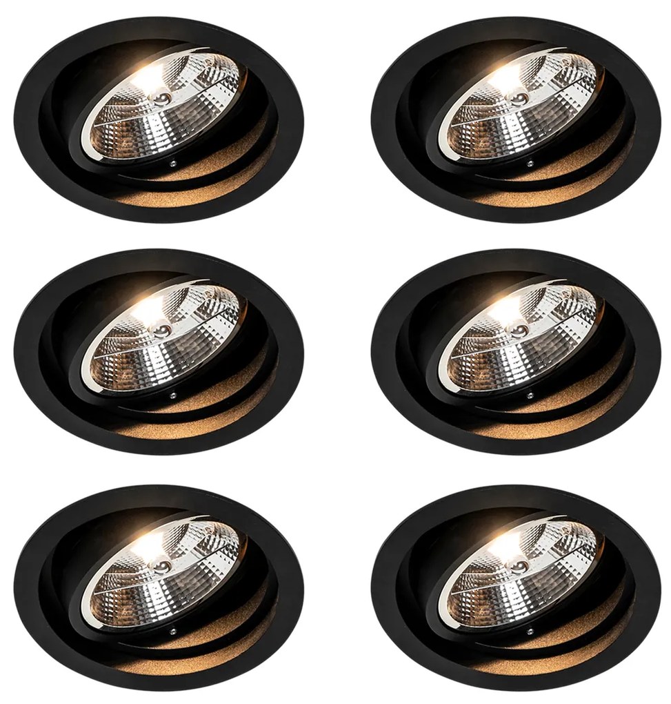 Sada 6 ks Moderné zapustené bodové čierne nastaviteľné - skľučovadlo 111