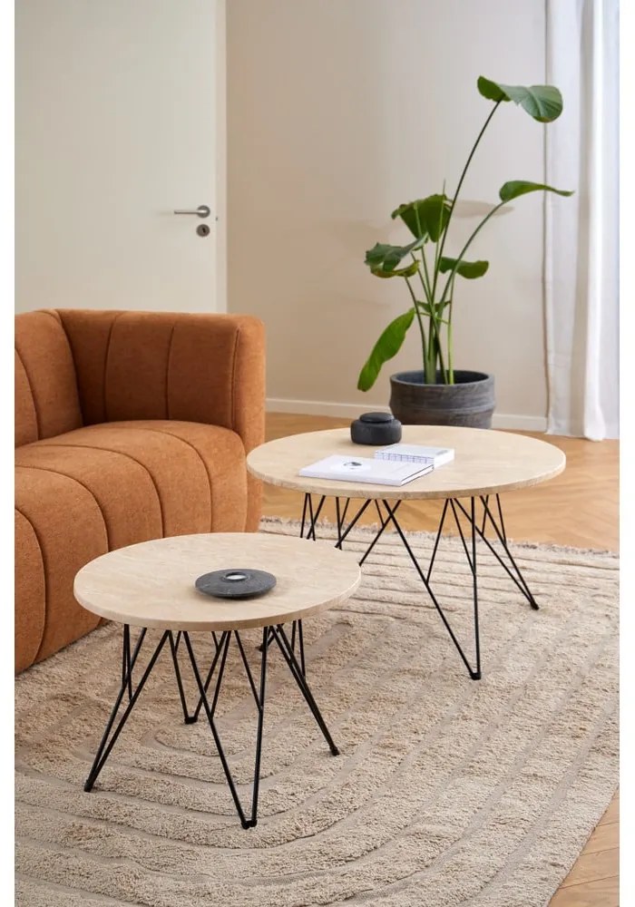 Okrúhly odkladací stolík s doskou v dekore mramoru ø 55 cm Prunus – Actona