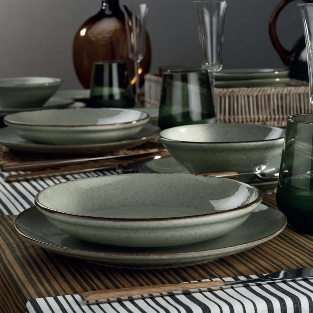 Porcelánová sada 24 ks talířů GreenFantasy zelená