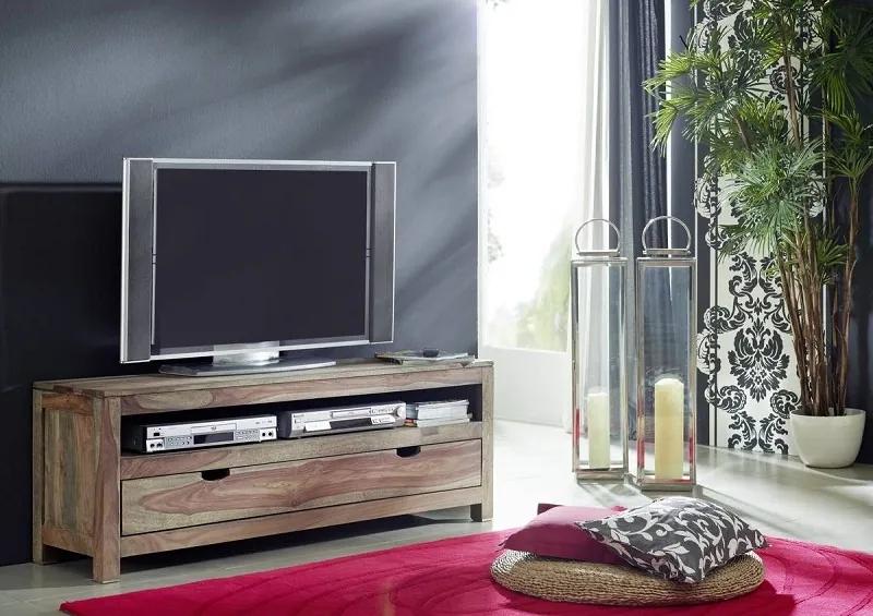 Bighome - GREY WOOD TV stolík so šuplíkom 140x50 cm, palisander