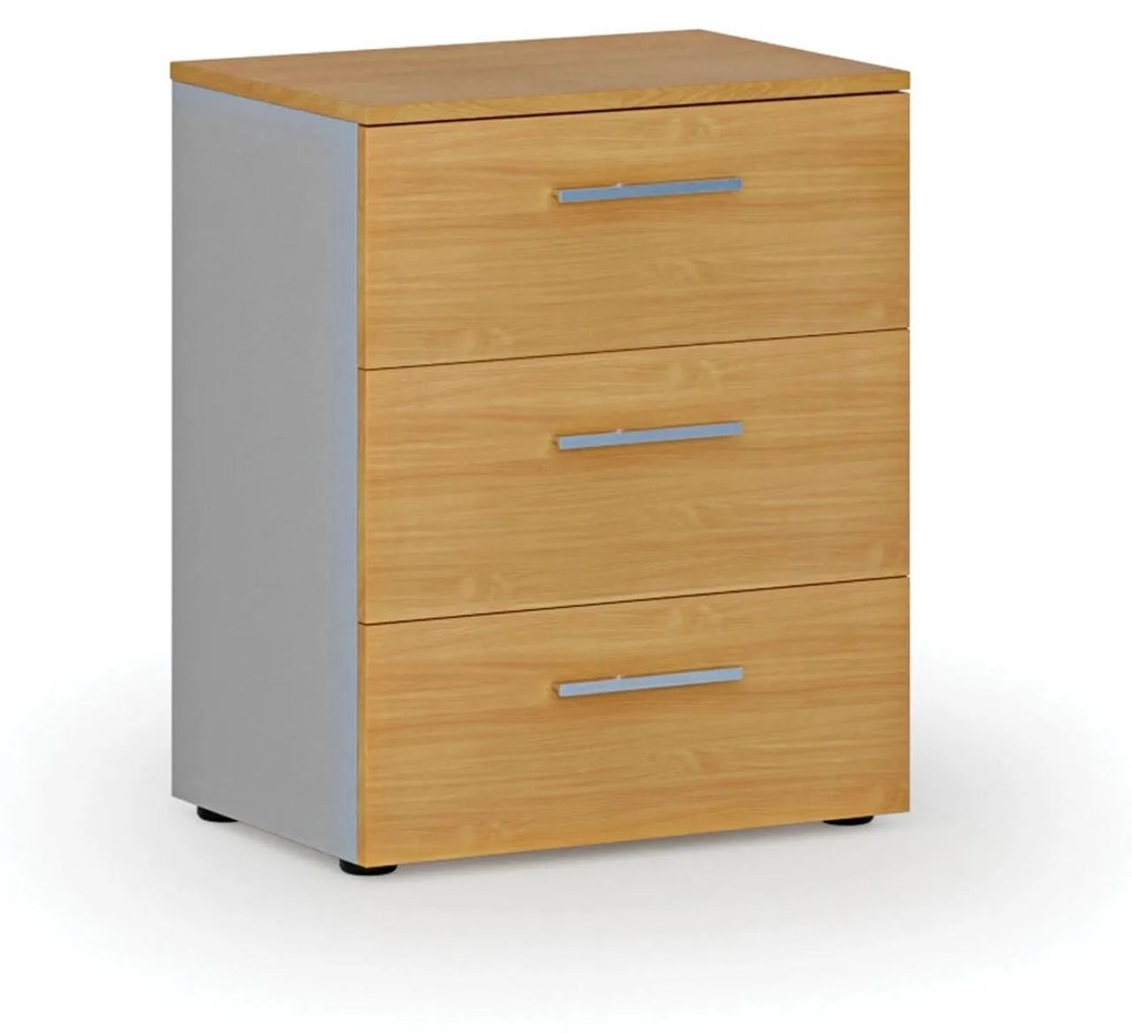 Kancelárska komoda k stolu PRIMO GRAY, 740 x 600 x 420 mm, sivá/buk