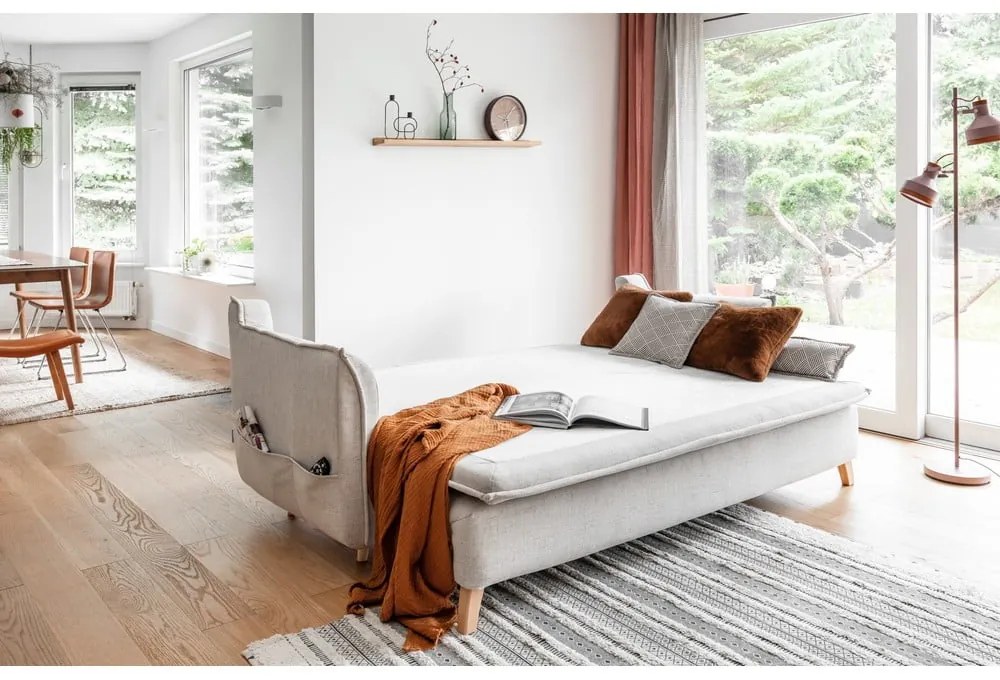 Krémovobiela rozkladacia pohovka 225 cm Charming Charlie – Miuform