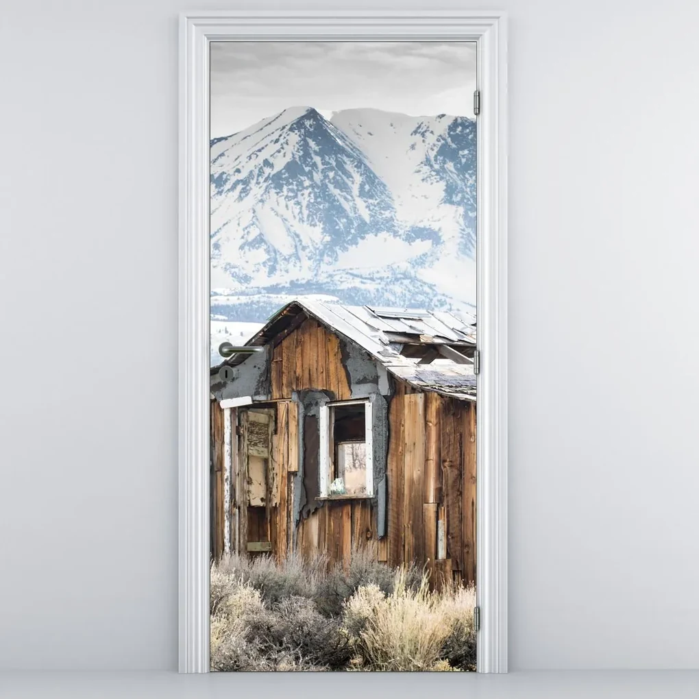 Fototapeta na dvere - Domček pod horami (95x205cm)