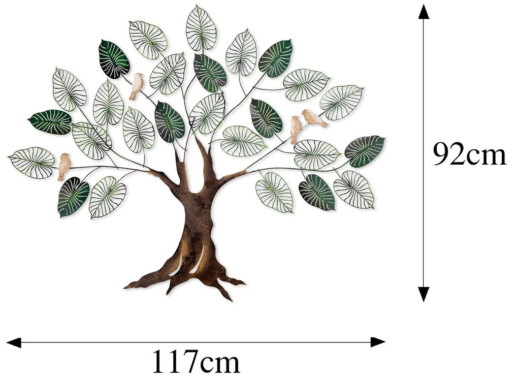 Nástenná kovová dekorácia Alder hnedá/zelená