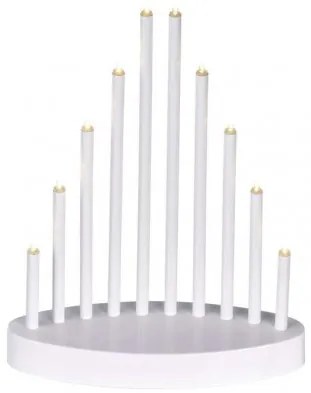 EMOS LED vianočný svietnik, 10 sviečok, teplá biela, 3xAA, časovač, biela