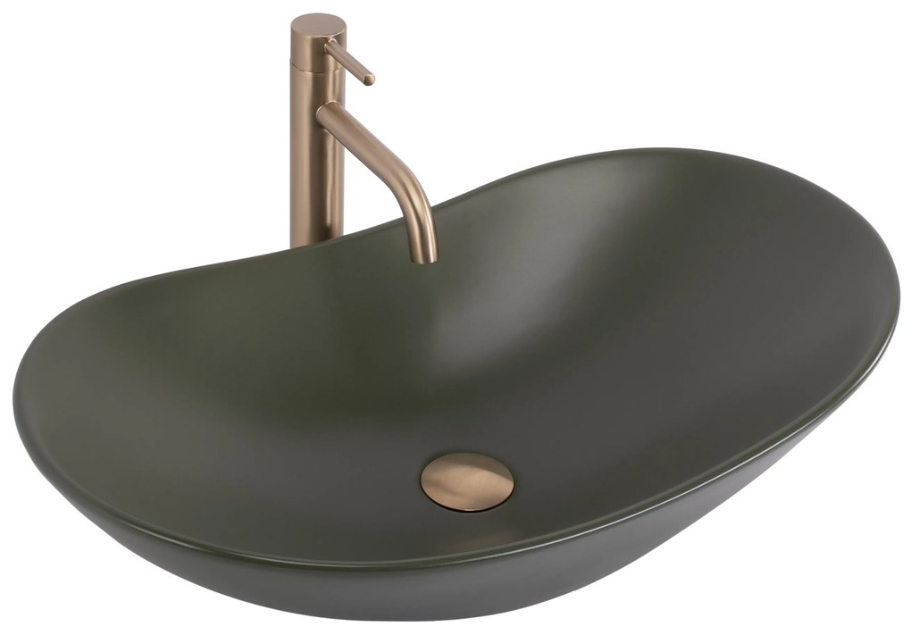 Rea Royal, umývadlo na dosku 615x355x155 mm, zelená matná, REA-U6372
