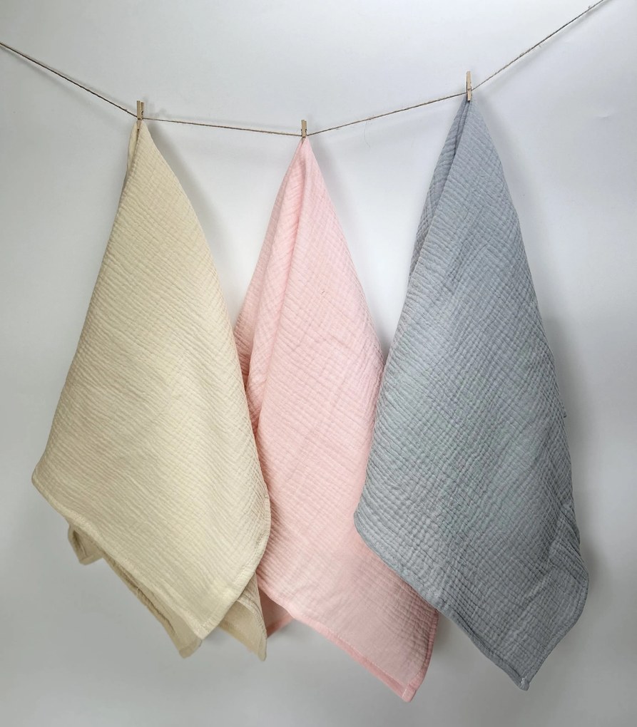 INTERMEDIC SK Mušelinové plienky 70x70 cm – 3 ks (béžová, ružová, sivá)