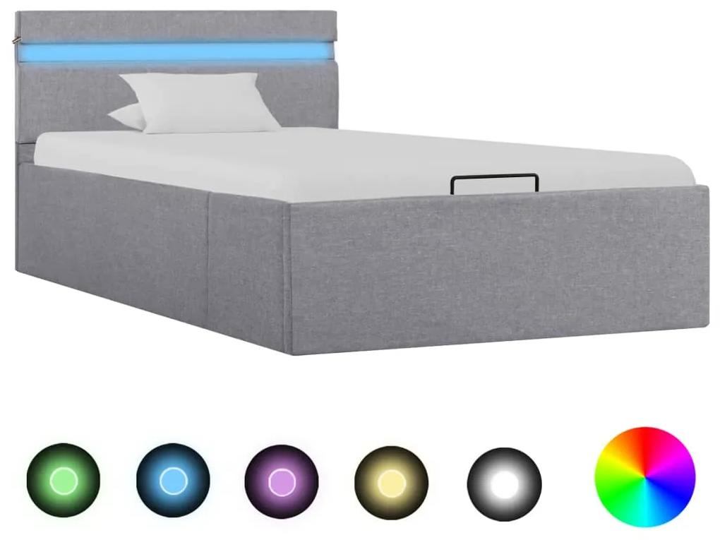 Hydraulický posteľný rám+úložný priestor, LED, látka 90x200 cm