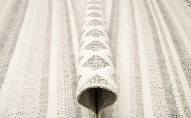 Koberec Cotton C102 Etno / kosoštvorce, krémový / sivý / béžový