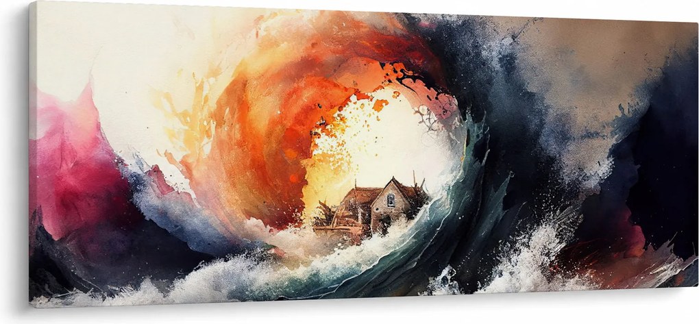 Obraz - Vo víre povodne, akvarel (120x50 cm)