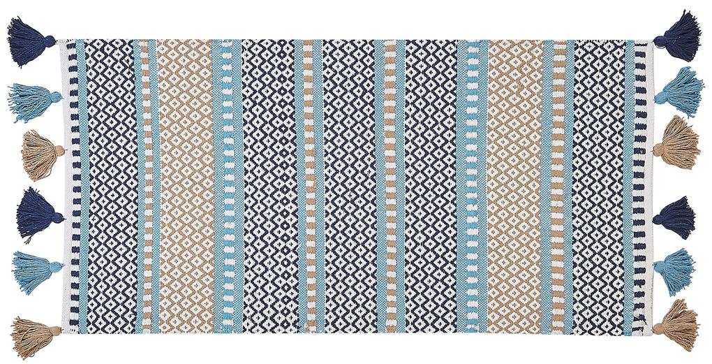 Bavlnený koberec 80 x 150 cm modrá/béžová MARMARA Beliani
