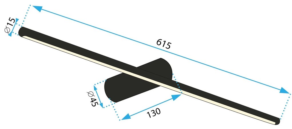 Toolight Toolight, LED nástenné svietidlo 60cm 9W 4000K APP1342-W, čierna, OSW-02432