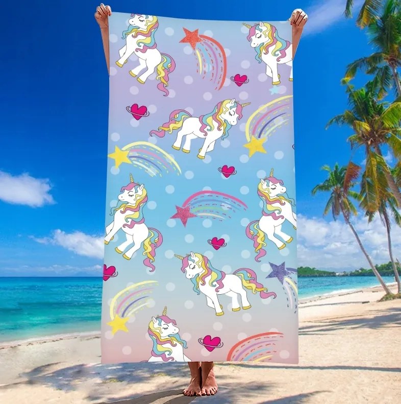Plážová osuška UNICORN PONNY 100x180 cm farebná, 100% mikrovlákno