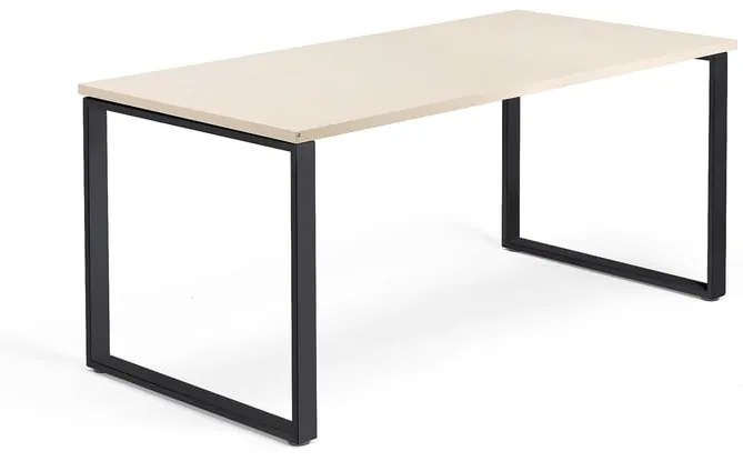 Kancelársky pracovný stôl QBUS, O-rám, 1600x800 mm, breza/čierna
