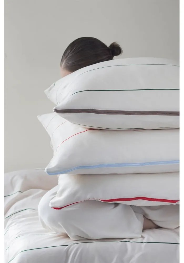 Červeno-béžové obliečky na jednolôžko z bavlneného saténu 140x200 cm Align - Mette Ditmer Denmark