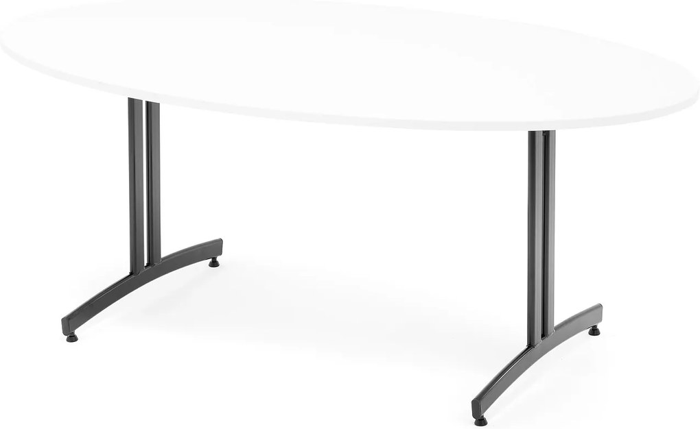 Jedálenský stôl Sanna, oválny, 1800x1000 mm, biela / čierna