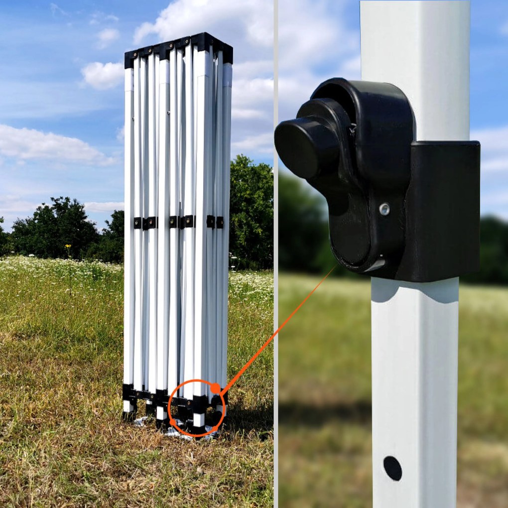 BRIMO Párty stan 3x6 m Nožnicový (3 steny) - Oceľová Konštrukcia a Plachta 330g/m² - s 3 stenami - Biela 11