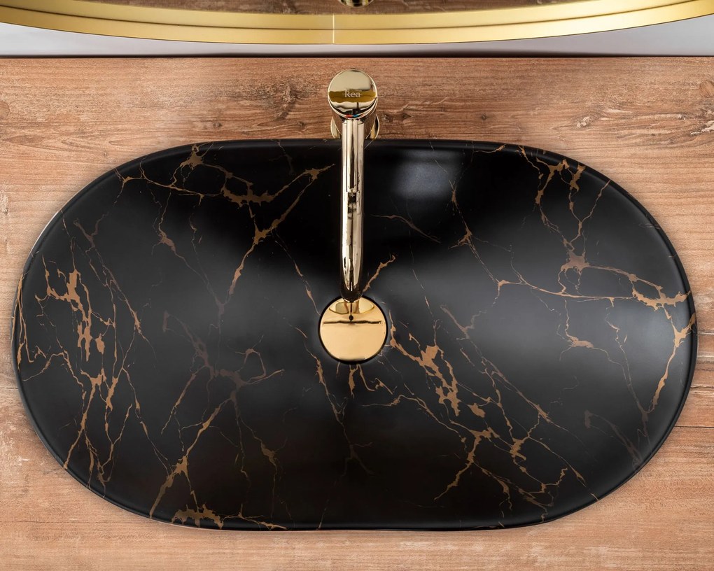 REA Royal Marble 60 umývadlo na dosku, 61 x 36 cm, čierna, REA-U7478