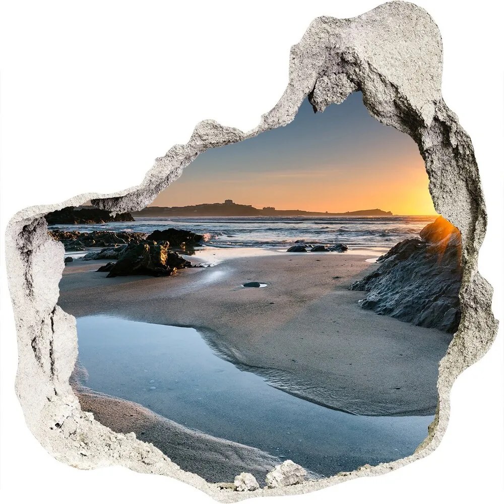 Nálepka fototapeta 3D výhľad Skaly na pláží WallHole-75x75-piask-64210994