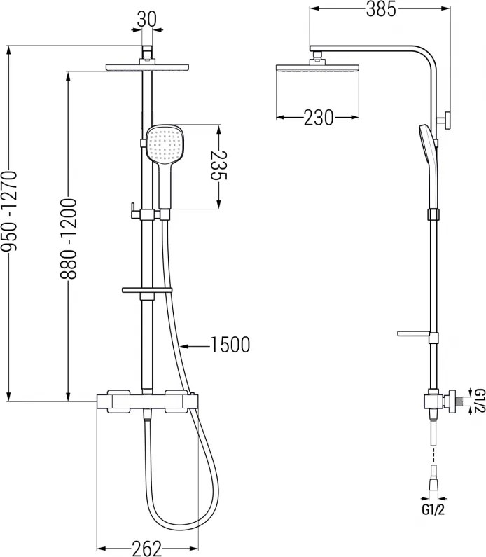 Mexen - CQ33 sprchový set s termostatickou batériou cube, chrómová 772503395-00