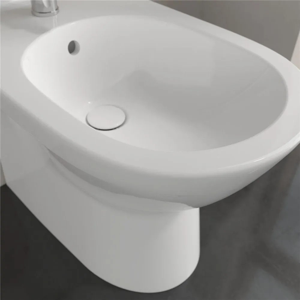 VILLEROY &amp; BOCH O.novo samostatne stojací bidet s otvorom, s prepadom, 360 x 560 mm, biela alpská, s povrchom CeramicPlus, 546100R1