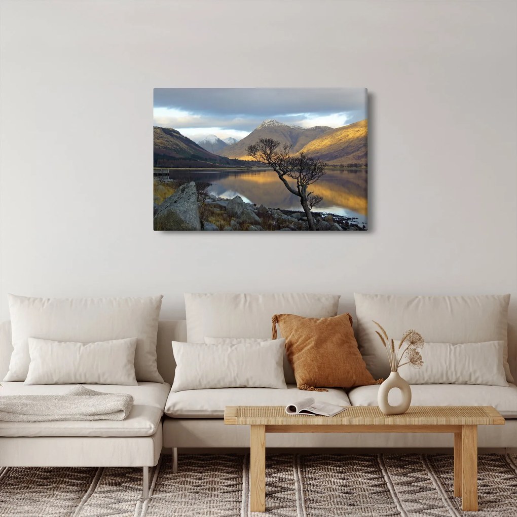 Obraz - Hory pri jazere (90x60 cm)