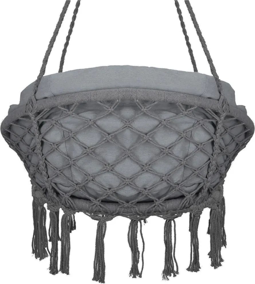 Springos Bocianie hniezdo so strapcami – závesné kreslo s vankúšom grafit SPR0046