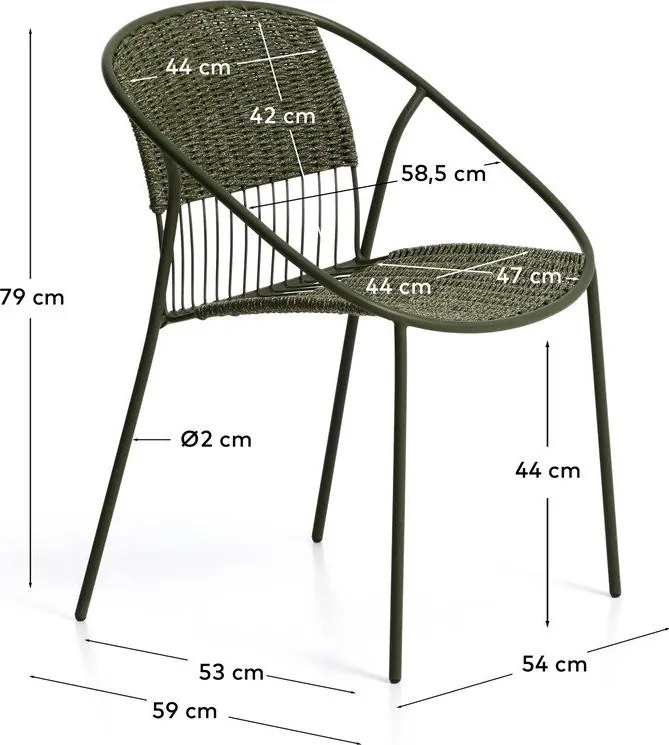 Tmavozelená záhradná stolička Atrani – Kave Home