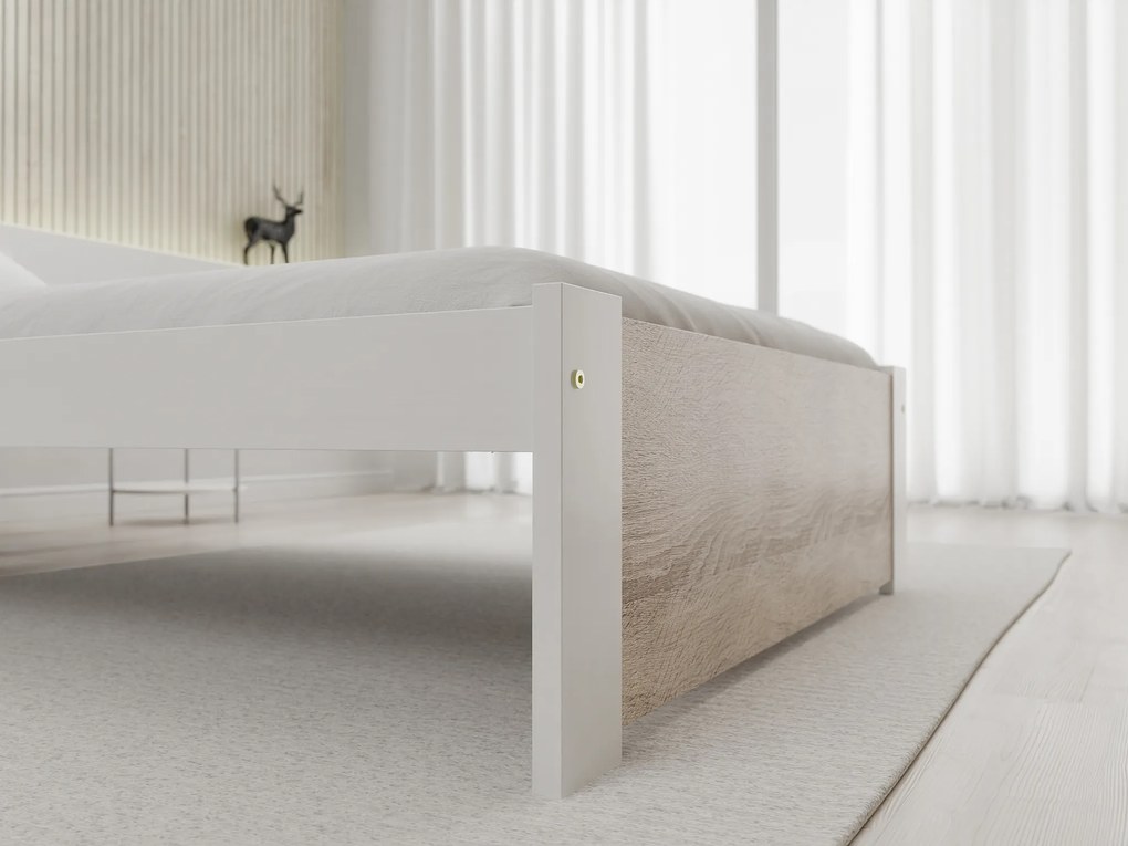 Posteľ IKAROS 90 x 200 cm, biela/dub sonoma Rošt: S latkovým roštom, Matrac: Matrac COCO MAXI 20 cm