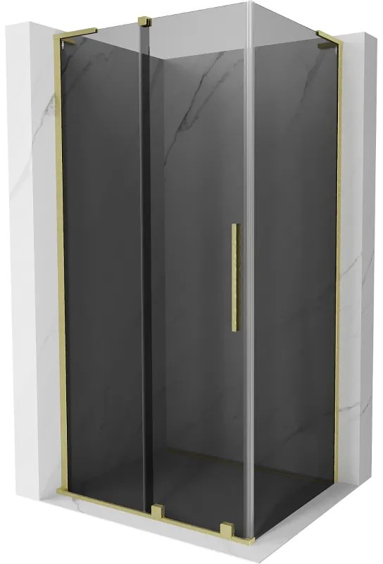 Mexen Velar L, sprchový kút s posuvnými dverami 90 x 70 cm, 8mm šedé sklo, zlatá matná, 871-090-070-43-55