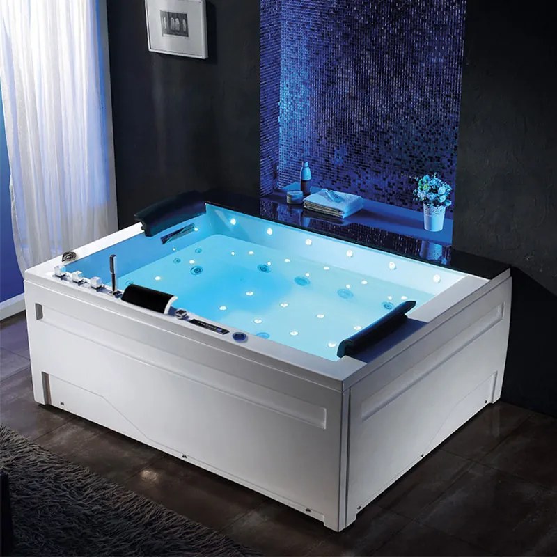 BPS-koupelny Hydromasážna vírivá vaňa KALAMBO 914 BL190x150 Čierna/Biela s ohrevom vody