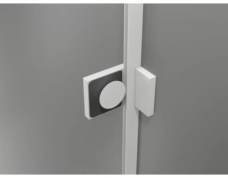 Mexen Lunar, L pravý výklopný päťuholníkový sprchový kút 80 x 80 cm, 8mm číre sklo, biely profil, 831L-080P-080L-20-00-P