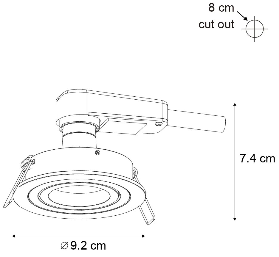 Sada 6 moderných zapustených bodových svetiel Gunmetal GU10 50 mm okrúhle, naklápacie - Rondoo