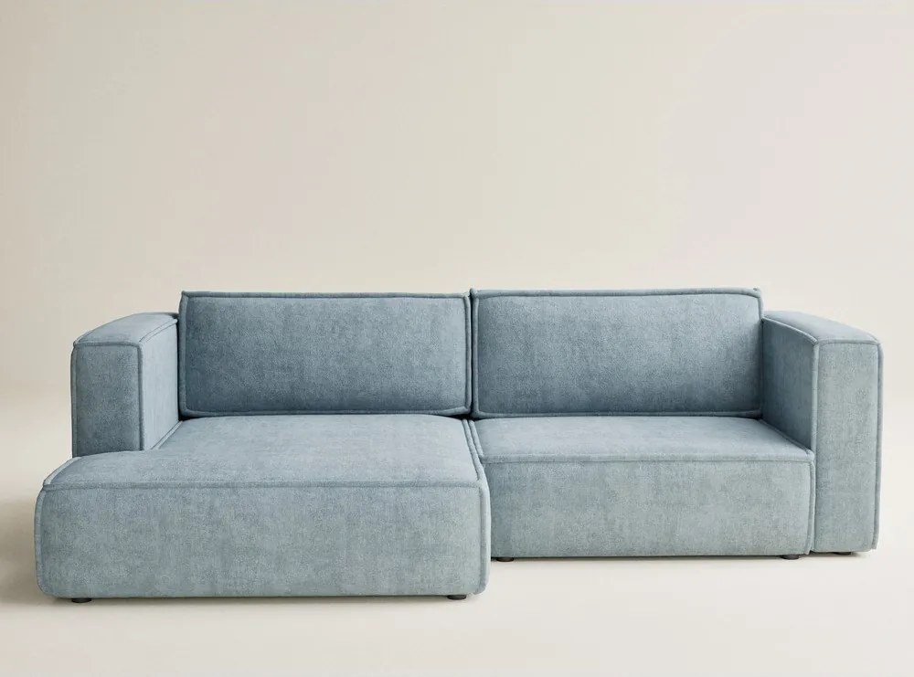 Svetlomodrá ženilková rozkladacia/s úložným priestorom rohová pohovka (ľavý roh/s leňoškou) Velto – Maison de Rêve