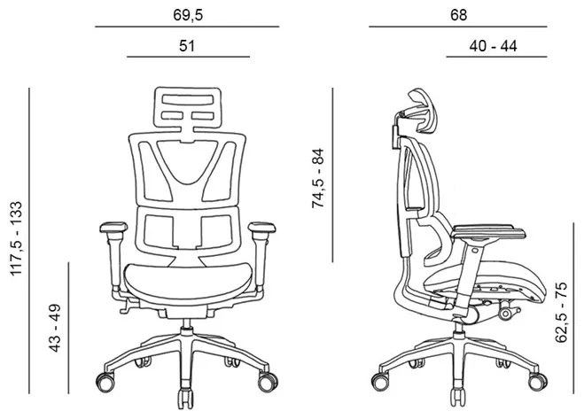 Kancelárska ergonomická stolička KORINA — sieť, čierna, nosnosť 150 kg