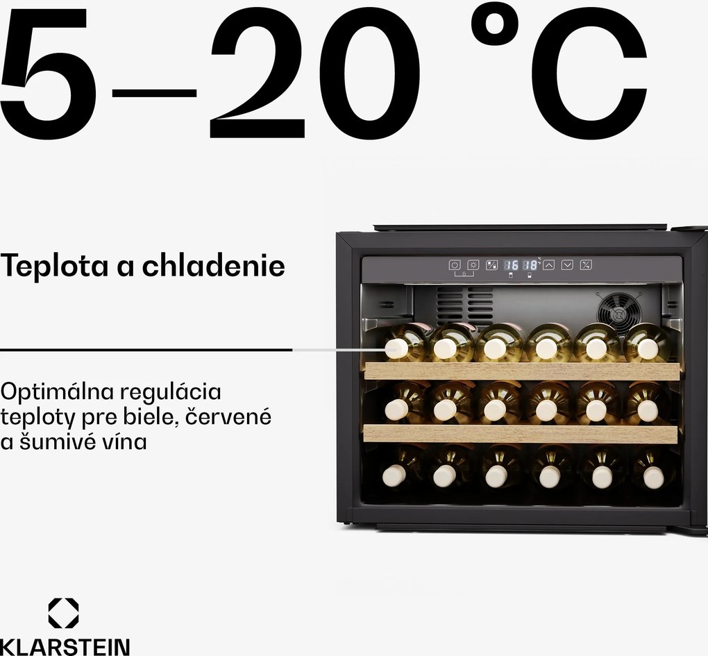 Klarstein Rhone 28 Uno chladnička na víno, 28 fliaš, LED ovládanie, push-to-open, tichá