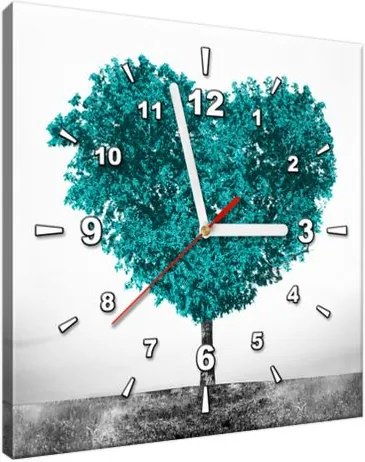 Obraz s hodinami Tyrkysový strom lásky 30x30cm ZP2558A_1AI