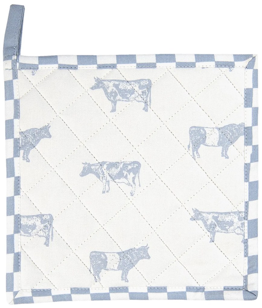 Bavlnená podložka s modrou potlačou Life with Cows - 20 * 20 cm