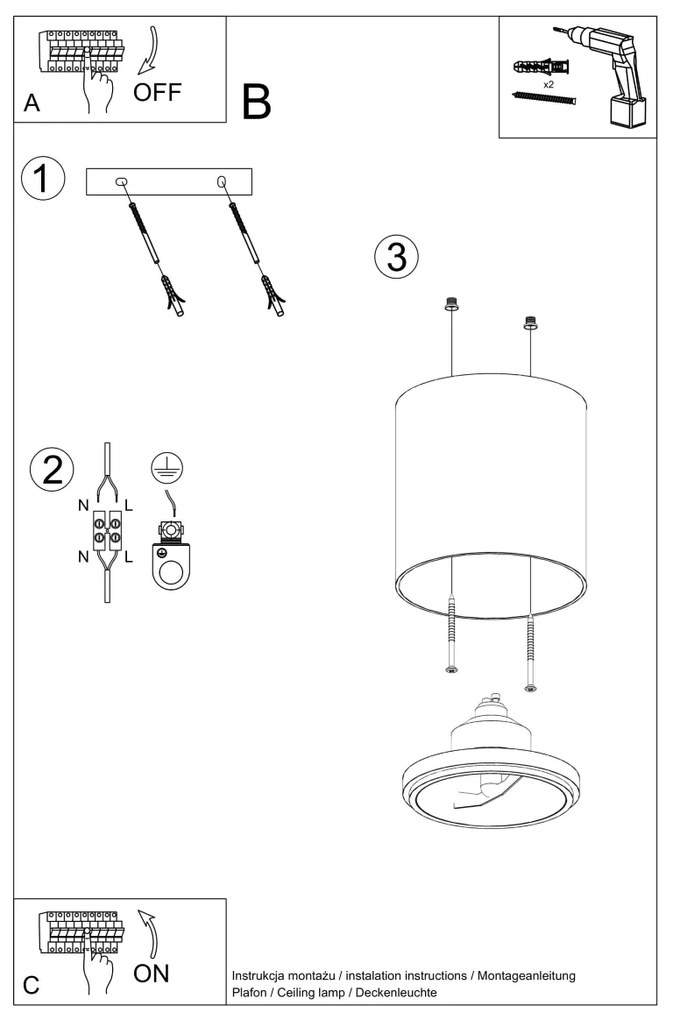 Stropné svietidlo Tiube, 1x biele kovové tienidlo