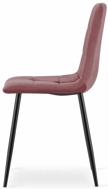 Set štyroch jedálenských stoličiek KARA zamatové ružové / čierne nohy (4ks)