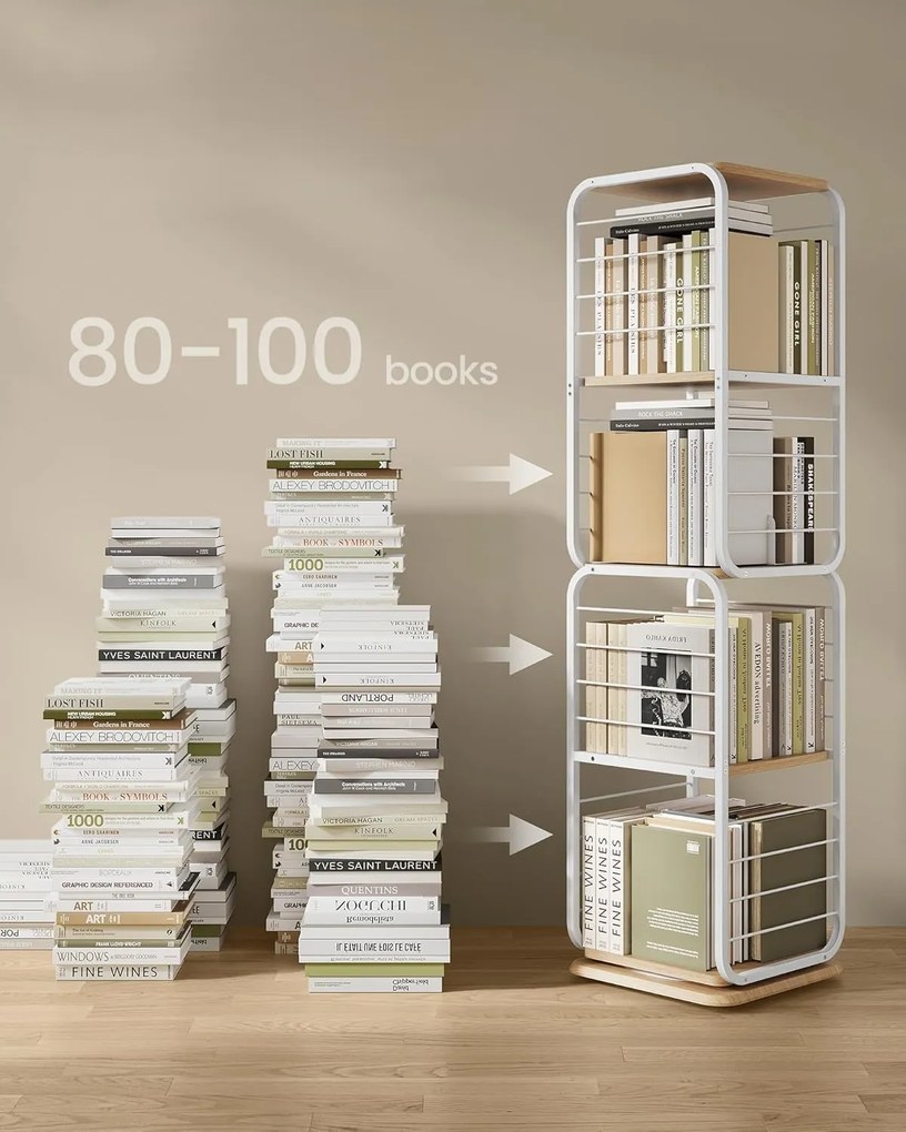 Otočná knižnica Vasagle Kendra bielo-béžová