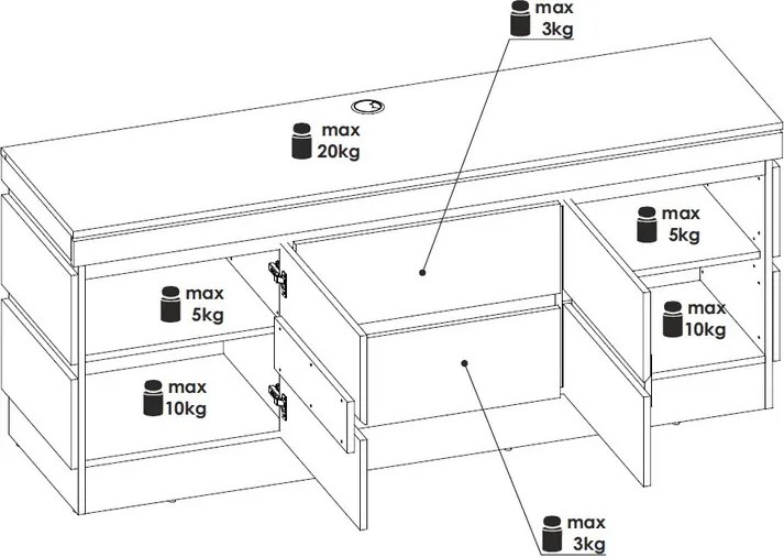 TV skrinka Corte, dub coast/tmavo šedá