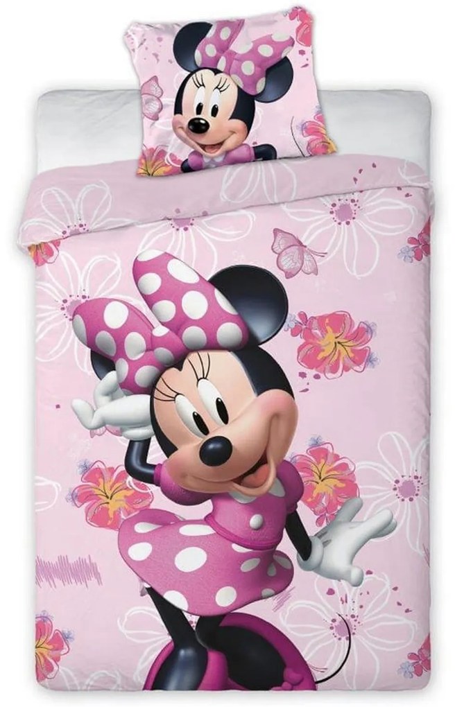 DETSKÉ BAVLNENÉ OBLIEČKY MINNIE MOUSE 140X200 CM, 1KS 70X90 CM VZOROVANÉ