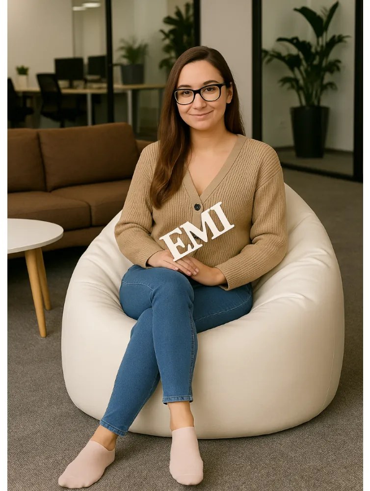 Sedací vak hruška biela EMI