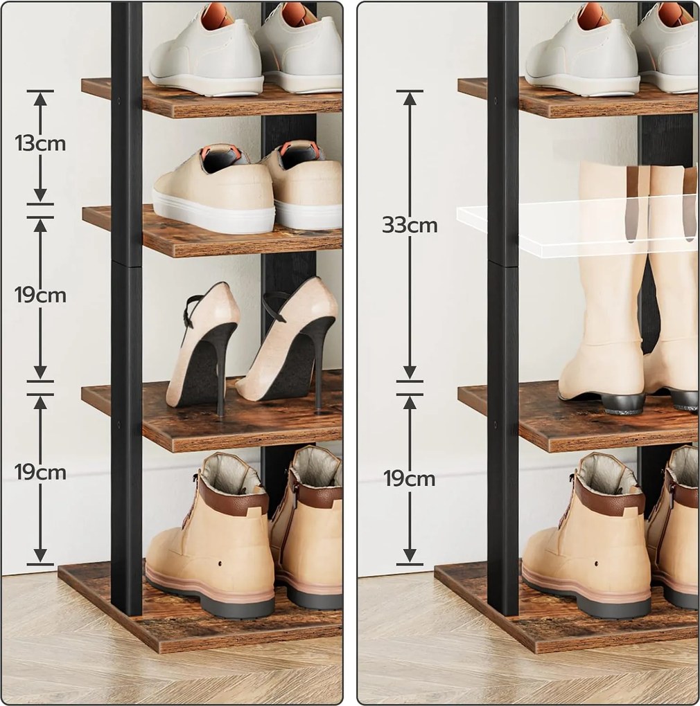 Botník Vasagle Kloudy 50 cm čierny/hnedý