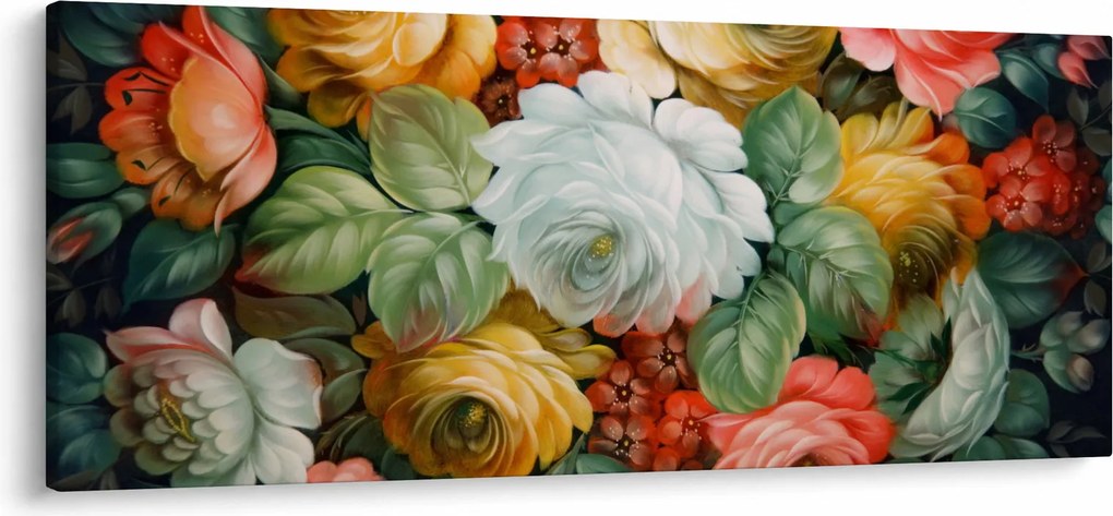 Obraz maľovanej kytice kvetov (120x50 cm)