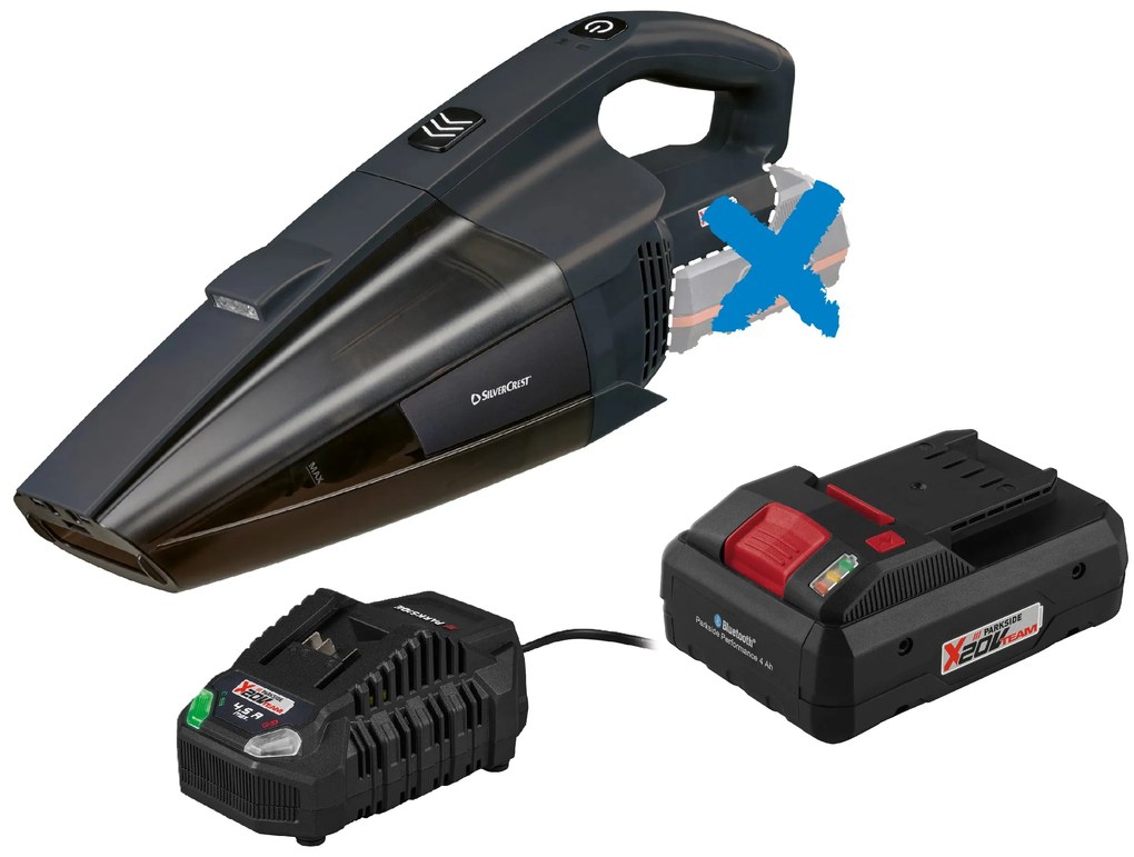 Silvercrest® Aku ručný vysávač 20 V Shsa 20-Li B1 + Smart akumulátor 20 V/4Ah + Nabíjačka 20 V/4,5 A (800011271)